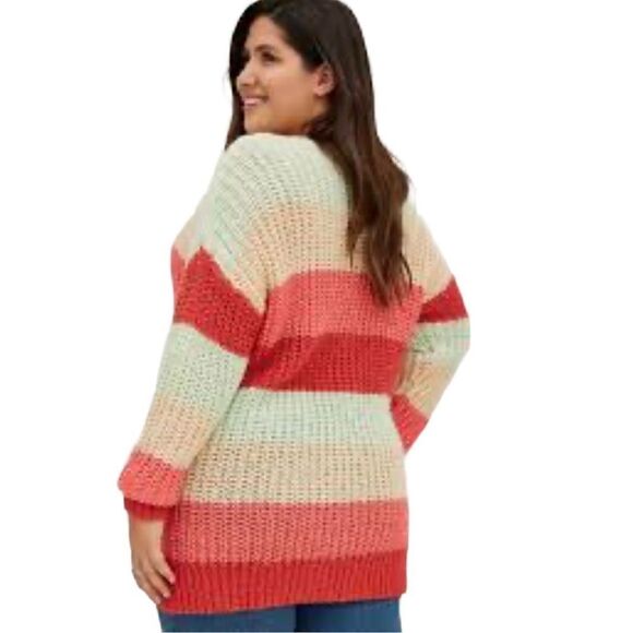 Torrid multi striped V-neck pullover oversized sweater size 1X - Picture 2 of 16